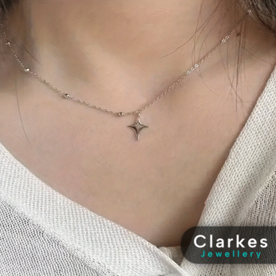 Ladies 925 Sterling Silver Star Pendant Necklace