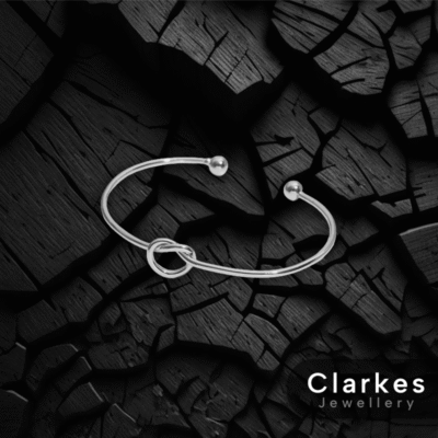 Ladies Silver Adjustable Knot Bangle Bracelet Fits To All Sizes