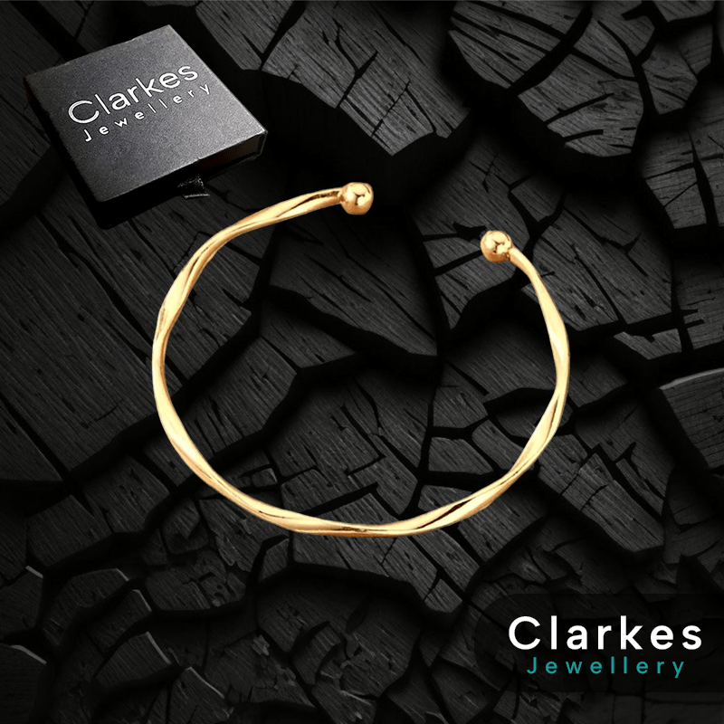 Stunning 9ct GF Ladies Adjustable Bangle Bracelet Fits Any Size + Gift Box
