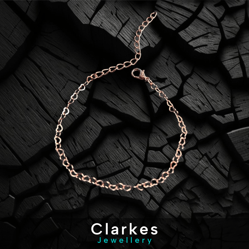 Ladies Rose Gold 3mm Vintage Heart Cuban Curb Bracelet - Image 2