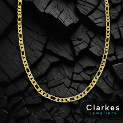 18ct GB Figaro Chain Necklace 8mm Wide Chunky Men's Chain 22-24”