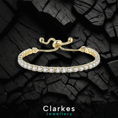 18k Gold Plated Solitaire Friendship Bracelet Created with Zircon Crystals