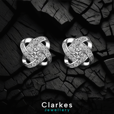 925 Silver Crystal Twist Earrings Gift Womens Studs UK