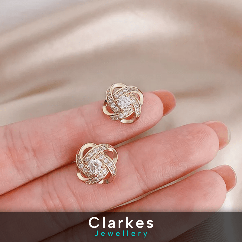 18k Gold Plated Crystal Twist Earrings Gift Gifts Womens Jewellery UK - Image 3