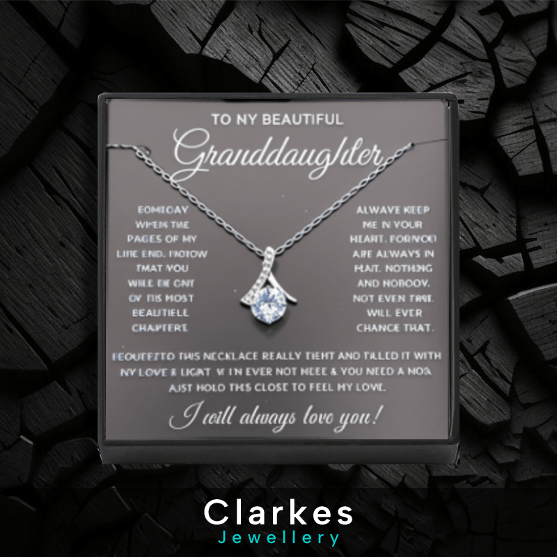 To My Granddaughter | CZ Pendant on 45cm Stainless Chain | Gift Box