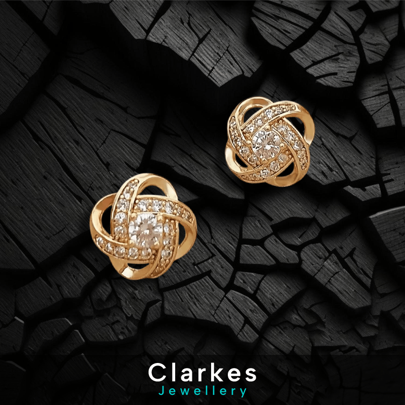 18k Gold Plated Crystal Twist Earrings Gift Gifts Womens Jewellery UK