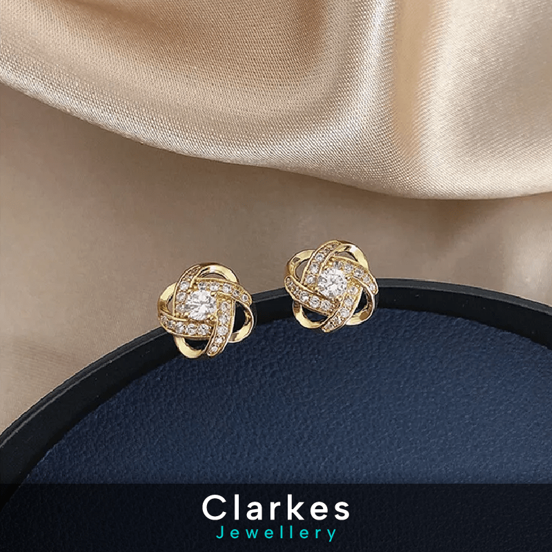 18k Gold Plated Crystal Twist Earrings Gift Gifts Womens Jewellery UK - Image 2