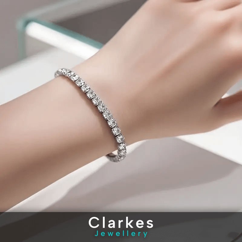 18k White Gold Finished Round Cut Created Diamond Tennis Bracelet - Image 2