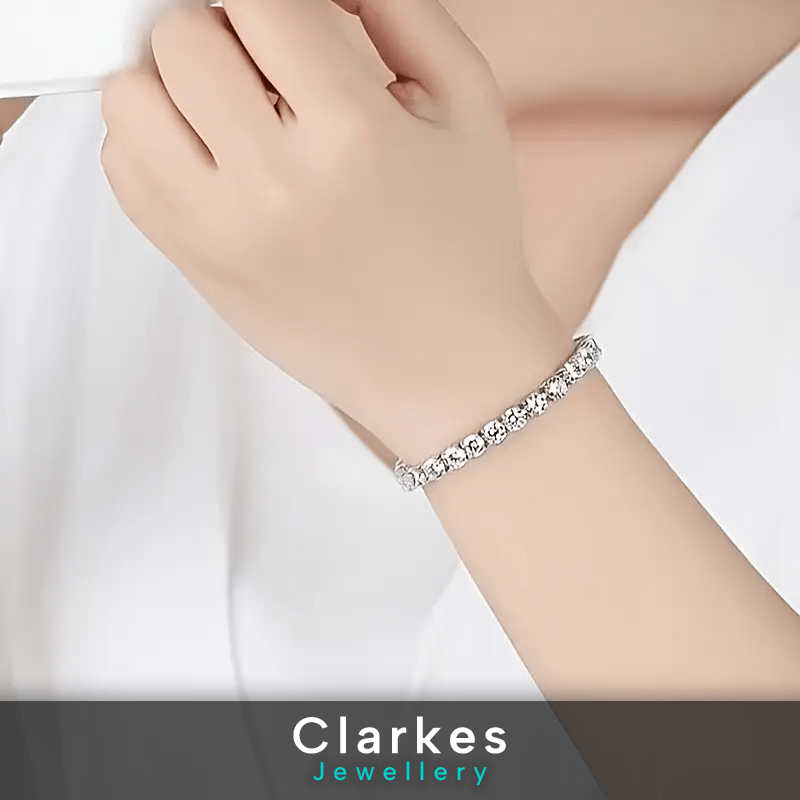 18k White Gold Finished Round Cut Created Diamond Tennis Bracelet - Image 3