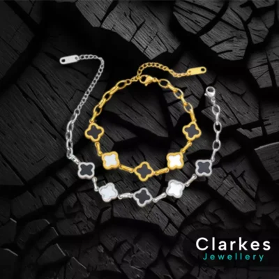 18ct Gold Plated Four Leaf Clover Bracelet Waterproof Jewellery