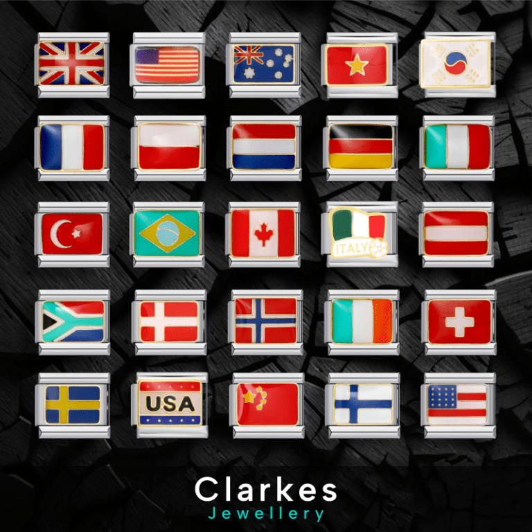 9mm Country Flag Charms For Classic Italian Charm Bracelets