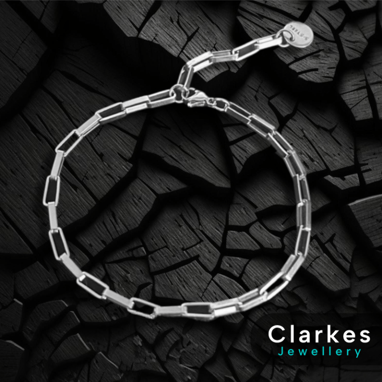 Ladies Silver Rectangle Paperclip Style Link 18-21cm  Bracelet