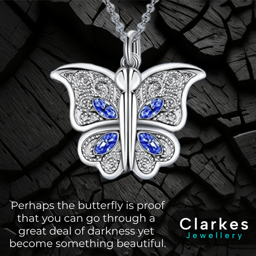 925 Silver Butterfly Necklace for Ladies Girls "I Love You" Engraved Gift - Image 2