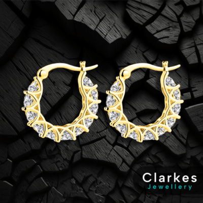 9ct Gold Filled Ladies Zircon Earrings with Secure Closure