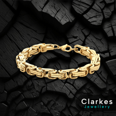 18ct Gold Filled Stainless Steel 9" Byzantine Style Link Bracelet - 6mm