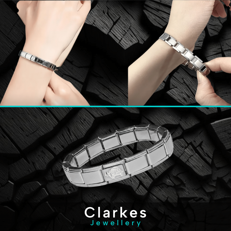 Italian Modular 9mm Stainless Steel Children's Turtle Charm Bracelet +3 Spare - Image 2