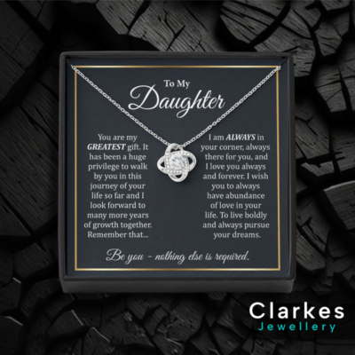 To My Daughter Silver Necklace From Dad 40+5cm Necklace + Word Card & Giftbox