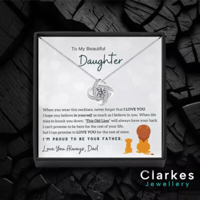 To My Daughter Silver Necklace Gift From Dad With Word Card & Giftbox