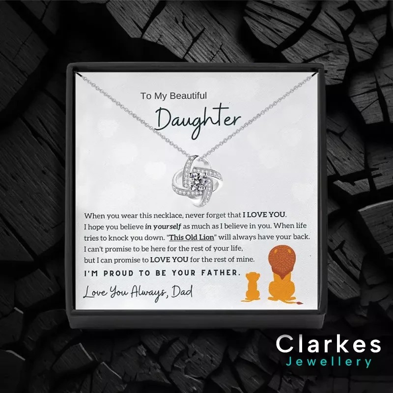 To My Daughter Silver Necklace Gift From Dad With Word Card & Giftbox