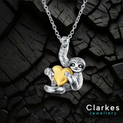Sterling Silver Sloth Pendant Necklace Inspired Animal Jewellery Women Girls