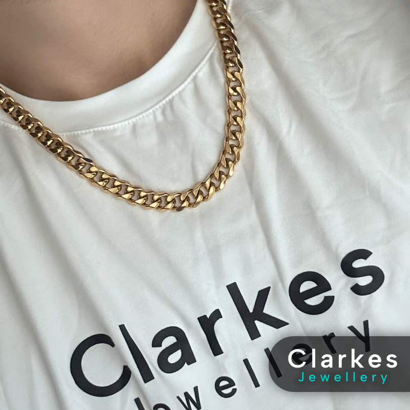 18ct Gold Filled 11mm Italian Stainless Steel Cuban Chain Necklace - 21" (55cm) - Image 3