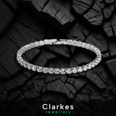 18k White Gold Tennis Style Solitaire Diamond Cut Zircon Ladies Bracelet