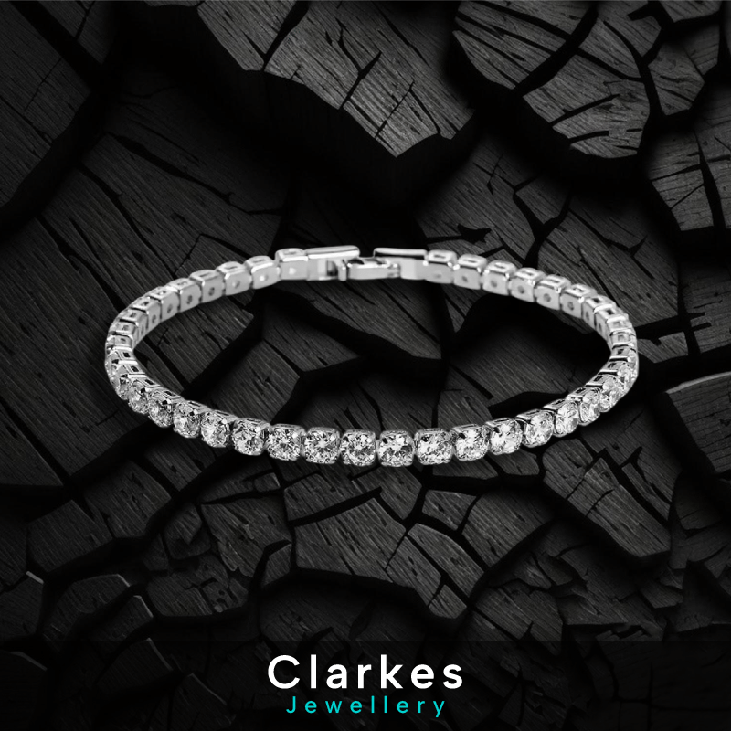 18k White Gold Tennis Style Solitaire Diamond Cut Zircon Ladies Bracelet
