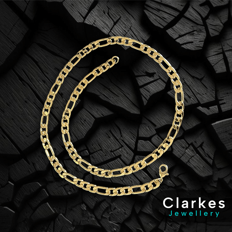 18ct GB Figaro Chain Necklace 8mm Wide Chunky Men’s Chain 22-24” - Image 2