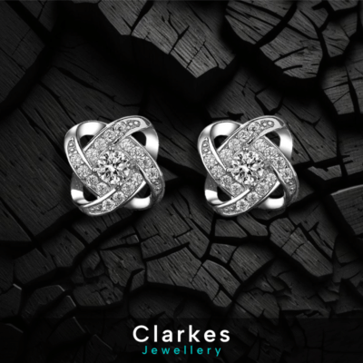 925 Silver Crystal Twist Earrings Gift Womens Studs UK