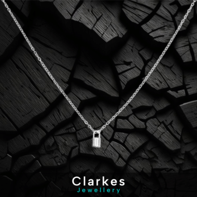 Ladies Heart Padlock Necklace Pendant Stainless Steel 40cm + 5cm Extension
