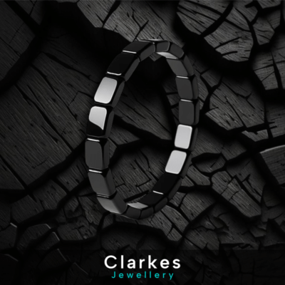 Black Hematite Bracelet for Men - Elastic Round Bead Irregular Stone Bracelet