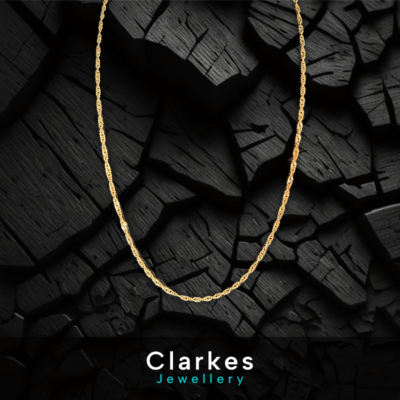 18ct Gold Italian Dainty Twisted Rope Chain Necklace 19.6" Classic Chain