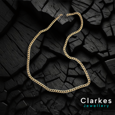 18ct Gold Filled Solid Italian Curb Cuban Necklace Chain 22" 5mm