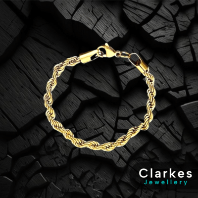 Men's Boys 18ct Gold Filled 5mm Rope Bracelet 8”-9"