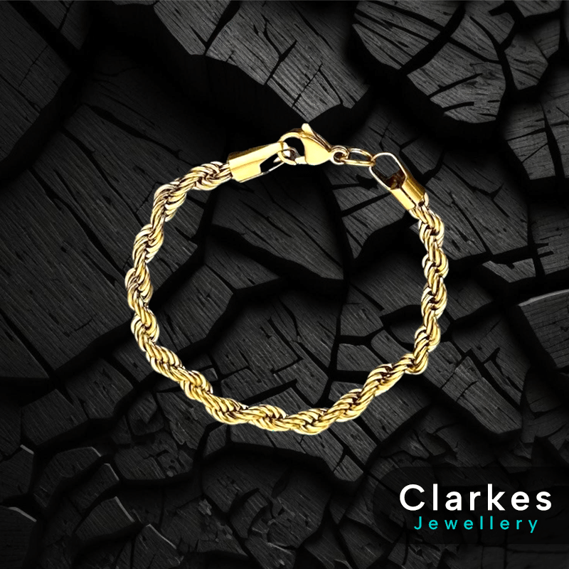 Men’s Boys 18ct Gold Filled 5mm Rope Bracelet 8”-9″
