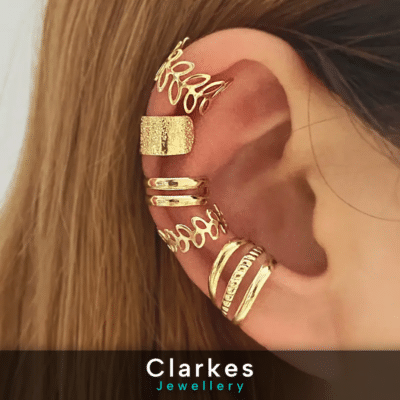 9ct Gold Plated Clip On Adjustable 5pc Earrings Girls Ladies Set