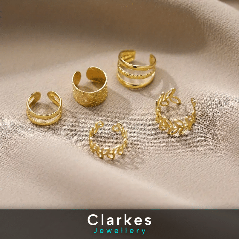 9ct Gold Plated Clip On Adjustable 5pc Earrings Girls Ladies Set - Image 2