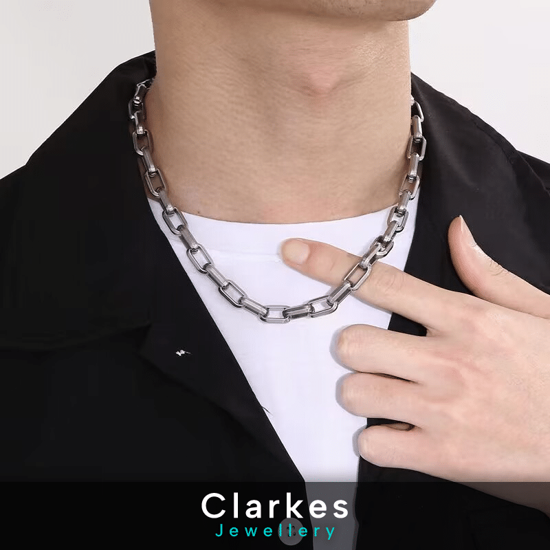Vintage Stainless Cuban Style Link 9mm Men's Chunky Chain - Silver - Image 3
