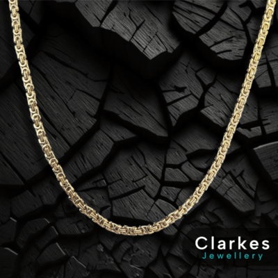18ct Gold Filled 24" Stainless Flat Byzantine Link Necklace Chain - 6mm