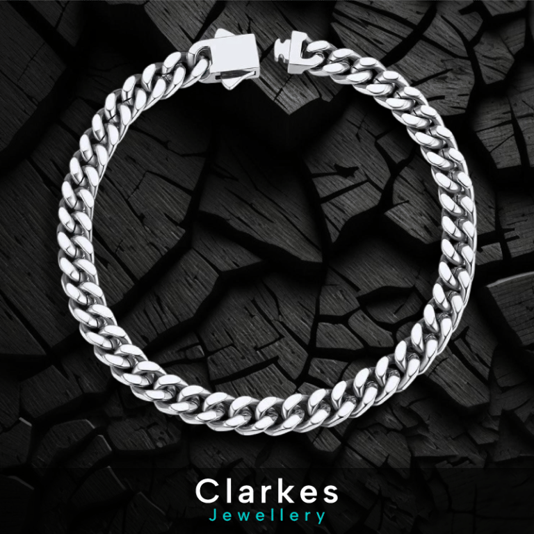 Italian Silver 9mm Cuban Chain Bracelet Stainless Steel – 8″