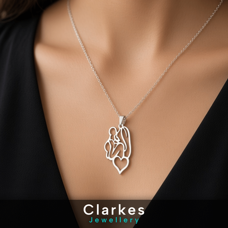 Ladies Stainless Steel Silver Angel Wings Heart Pendant Necklace